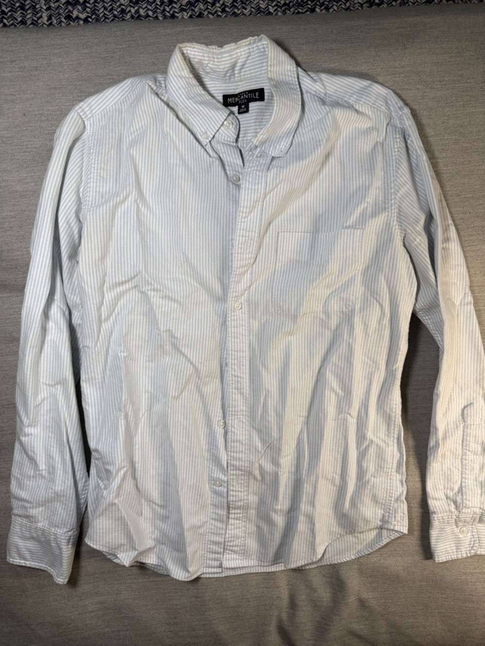 J Crew White & Light Blue Stripe Button-Down Shirt